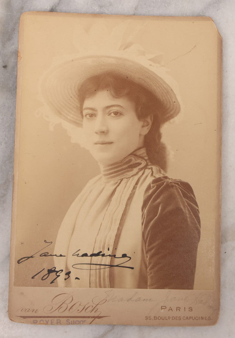 Lot 167 - Grouping Of 13 Antique Cabinet Card Photographs Of Stage Actresses And Actors, Many Signed, Including Katherine Florence, Blanche Walsh, Edwin Arden, Camille D'Arville, Circa 1895