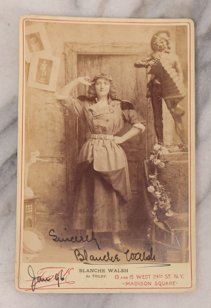 Lot 167 - Grouping Of 13 Antique Cabinet Card Photographs Of Stage Actresses And Actors, Many Signed, Including Katherine Florence, Blanche Walsh, Edwin Arden, Camille D'Arville, Circa 1895