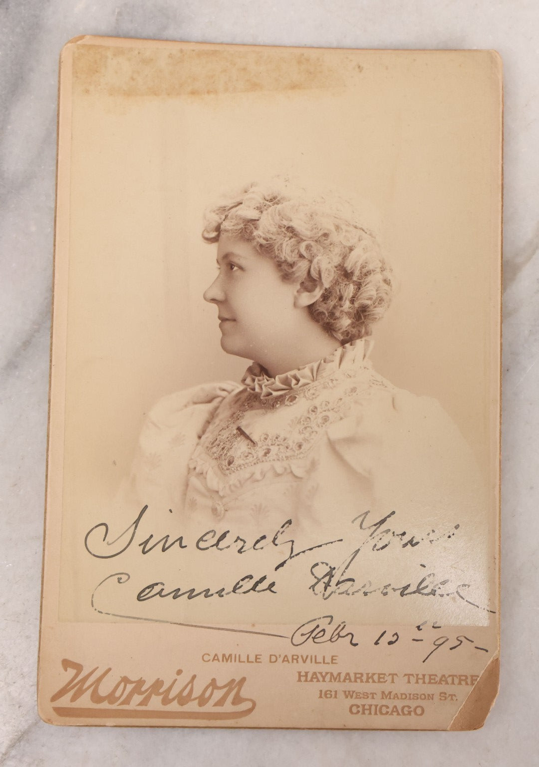 Lot 167 - Grouping Of 13 Antique Cabinet Card Photographs Of Stage Actresses And Actors, Many Signed, Including Katherine Florence, Blanche Walsh, Edwin Arden, Camille D'Arville, Circa 1895