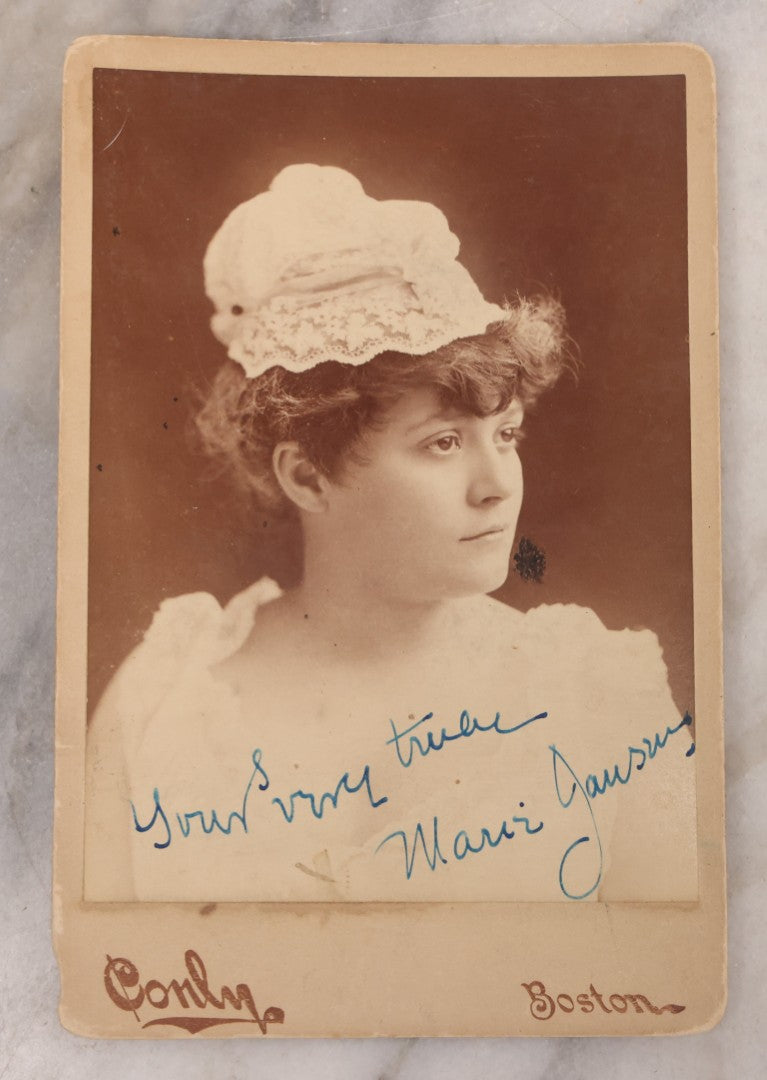 Lot 167 - Grouping Of 13 Antique Cabinet Card Photographs Of Stage Actresses And Actors, Many Signed, Including Katherine Florence, Blanche Walsh, Edwin Arden, Camille D'Arville, Circa 1895