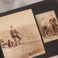 Lot 168 - Antique Snapshot Photograph Album, Leather Covers With Hand-Painted Pink Flower, Including Photos Of People With Bikes, Soldiers In Uniform, Babies, Children, Dolls, Pets, Circa 1900s-1910s