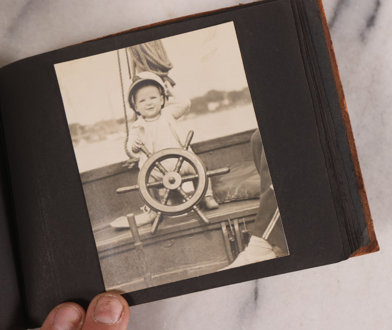 Lot 168 - Antique Snapshot Photograph Album, Leather Covers With Hand-Painted Pink Flower, Including Photos Of People With Bikes, Soldiers In Uniform, Babies, Children, Dolls, Pets, Circa 1900s-1910s