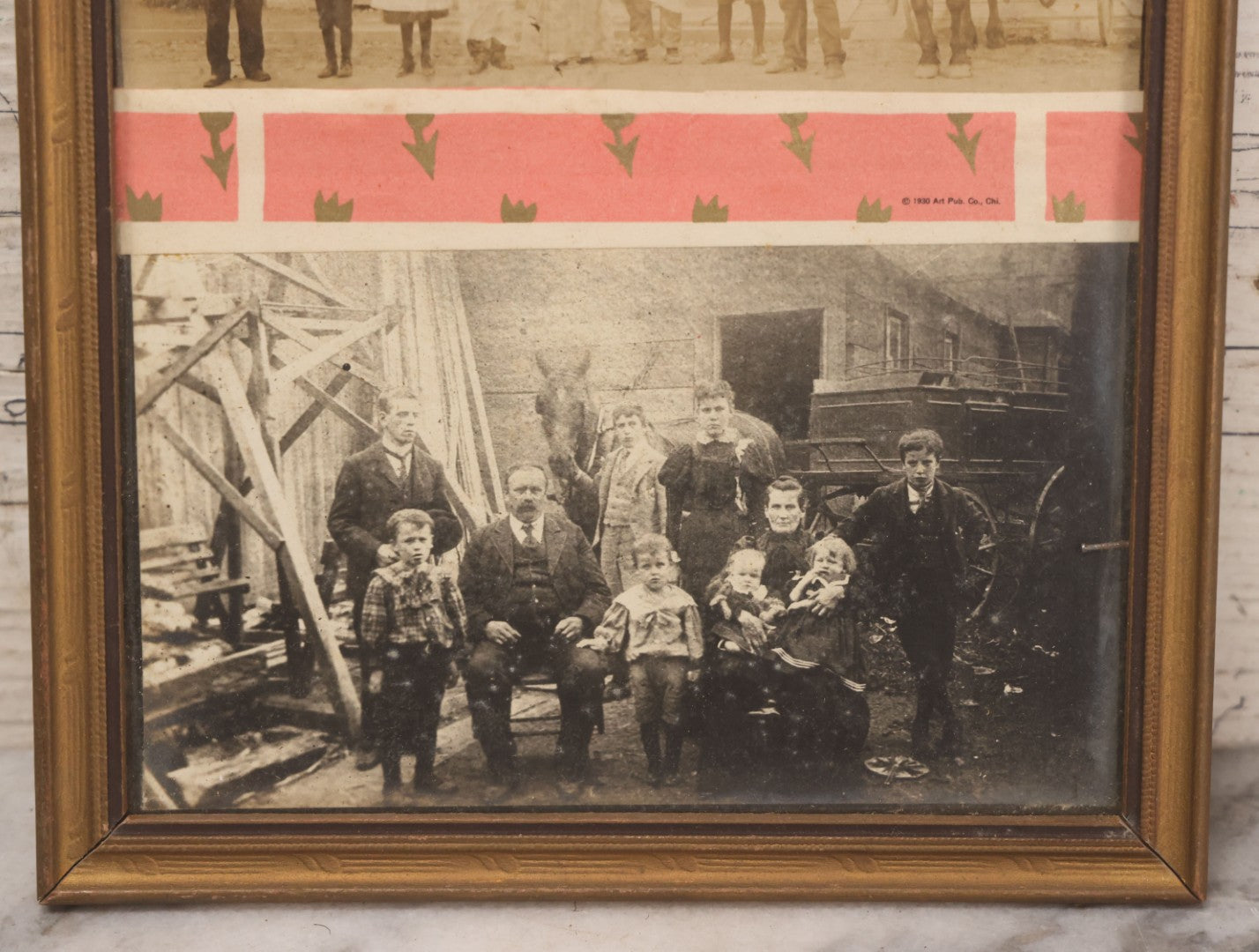 Lot 170 - Grouping Of 10 Antique Photographs In Miscellaneous Frames Including Damaged Thermoplastic Frame, Illustrated Frame With Brownies Characters, Folding Glass Mounted Photo Frame With Pastor And Church, Velvet Frame With C.D.V. Of Child, Tintypes