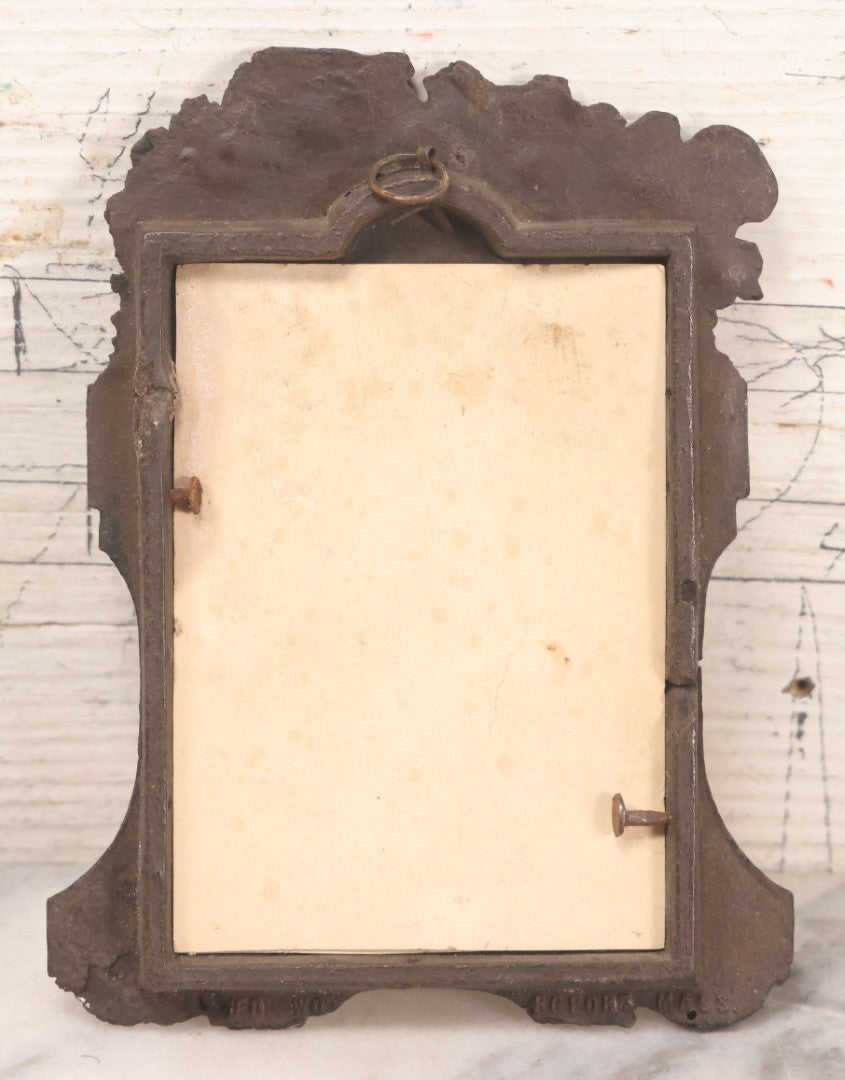 Lot 170 - Grouping Of 10 Antique Photographs In Miscellaneous Frames Including Damaged Thermoplastic Frame, Illustrated Frame With Brownies Characters, Folding Glass Mounted Photo Frame With Pastor And Church, Velvet Frame With C.D.V. Of Child, Tintypes