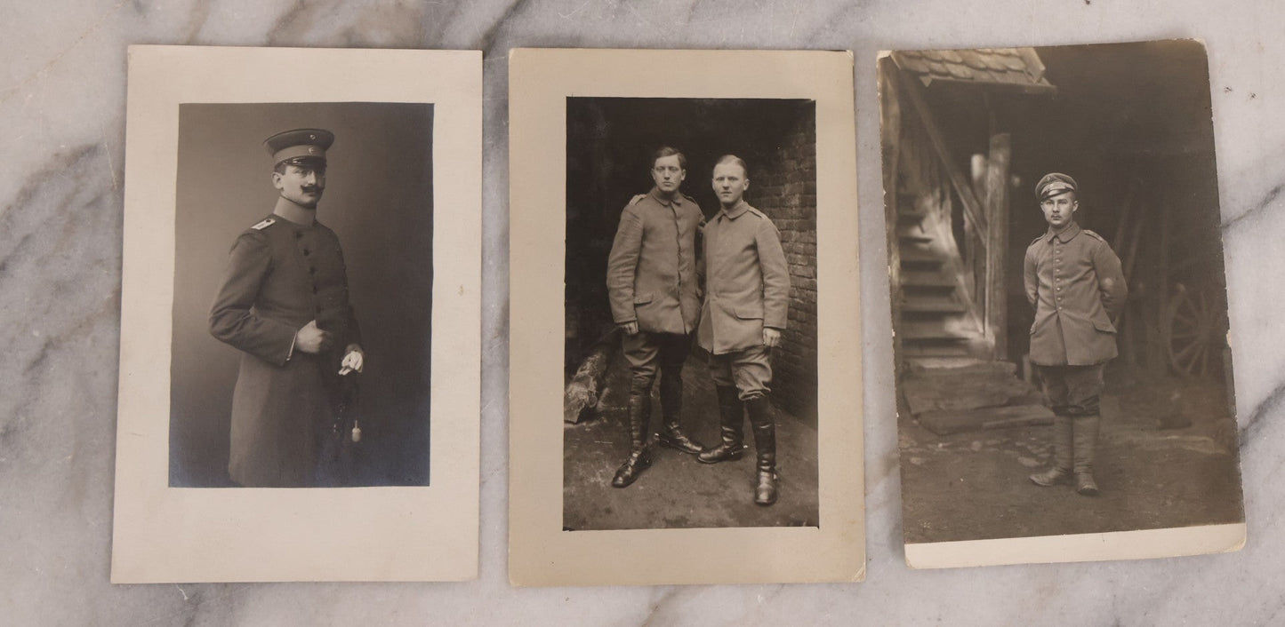 Lot 171 - Grouping Of 16 Antique Photographs Of Men In Uniforms Including Cabinet Cards And R.P.P.C., Many Of German Soldiers Leading Up To And During World War I