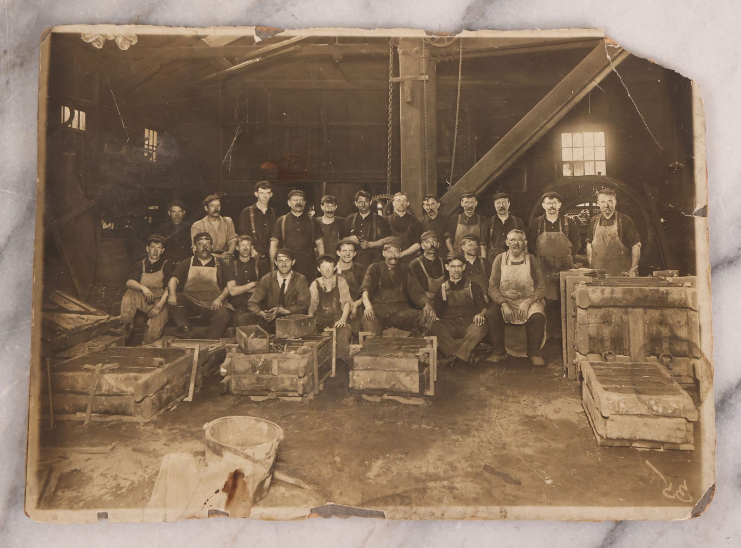 Lot 175 - Trio Of Antique Occupational Photographs Including Board-Mounted And One R.P.P.C., Groups Of Workers In Industrial And Workshop Settings