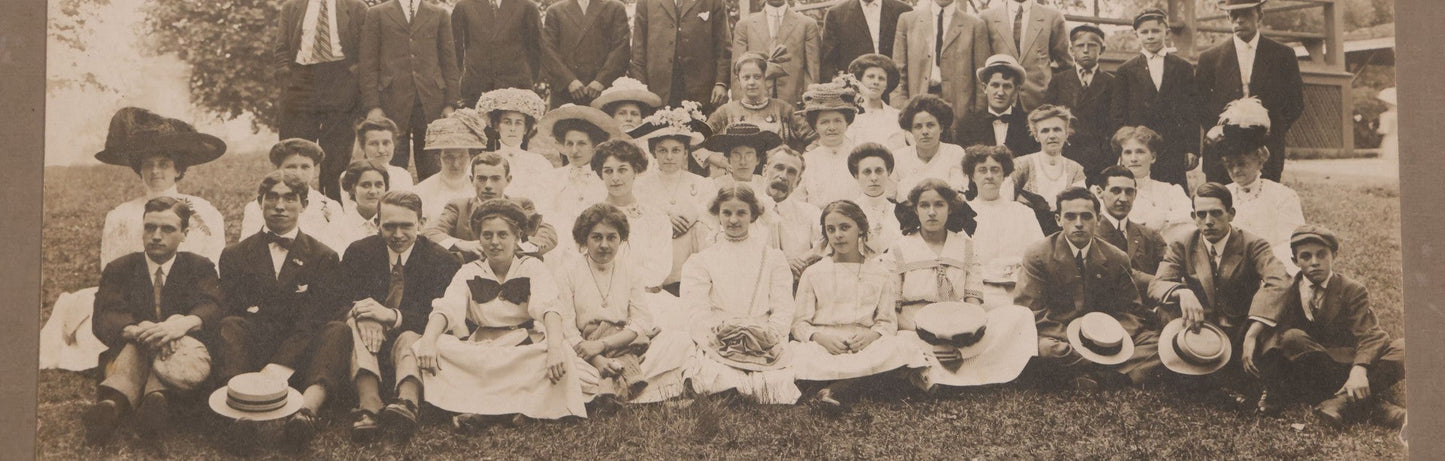 Lot 176 - Trio Of Antique Boarded Photographs Including Dairy Cattle, Horse Racing Scene, And Large Outdoor Group Portrait, Circa Early 1900s