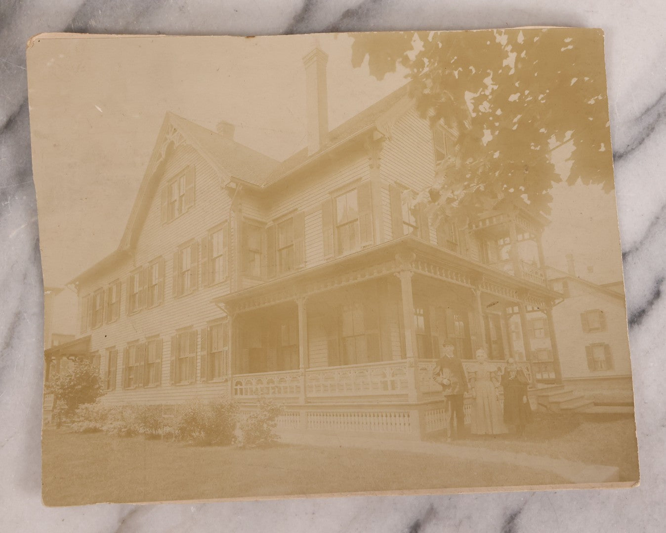Lot 177 - Grouping Of 11 Miscellaneous Antique Board-Mounted And Unmounted Photographs Including Children In Wood Shop Class, School Class Group Portraits, Three Copies Of Occupational Photo Of Workers Outside Workplace, Child With Steam Engine Toy