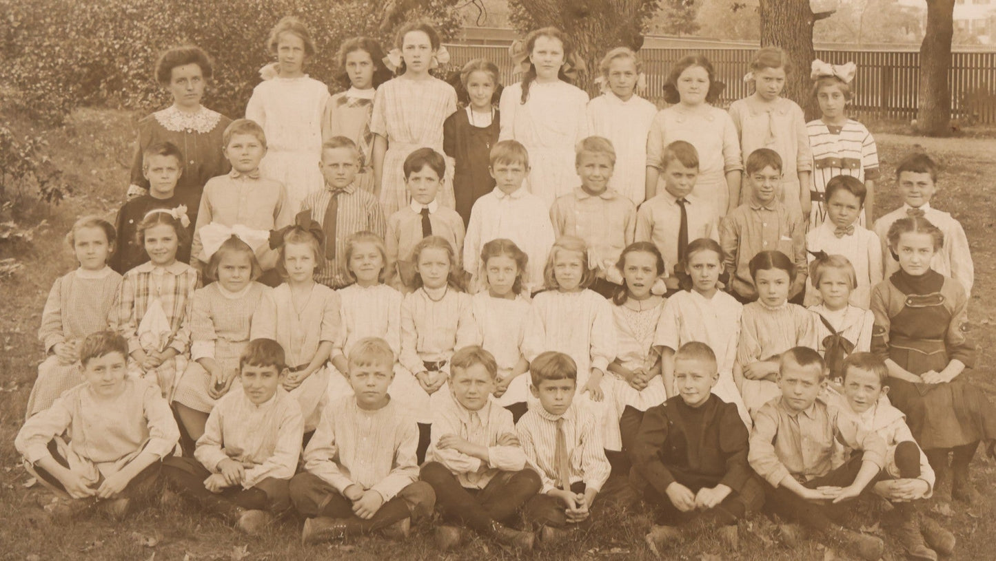 Lot 177 - Grouping Of 11 Miscellaneous Antique Board-Mounted And Unmounted Photographs Including Children In Wood Shop Class, School Class Group Portraits, Three Copies Of Occupational Photo Of Workers Outside Workplace, Child With Steam Engine Toy
