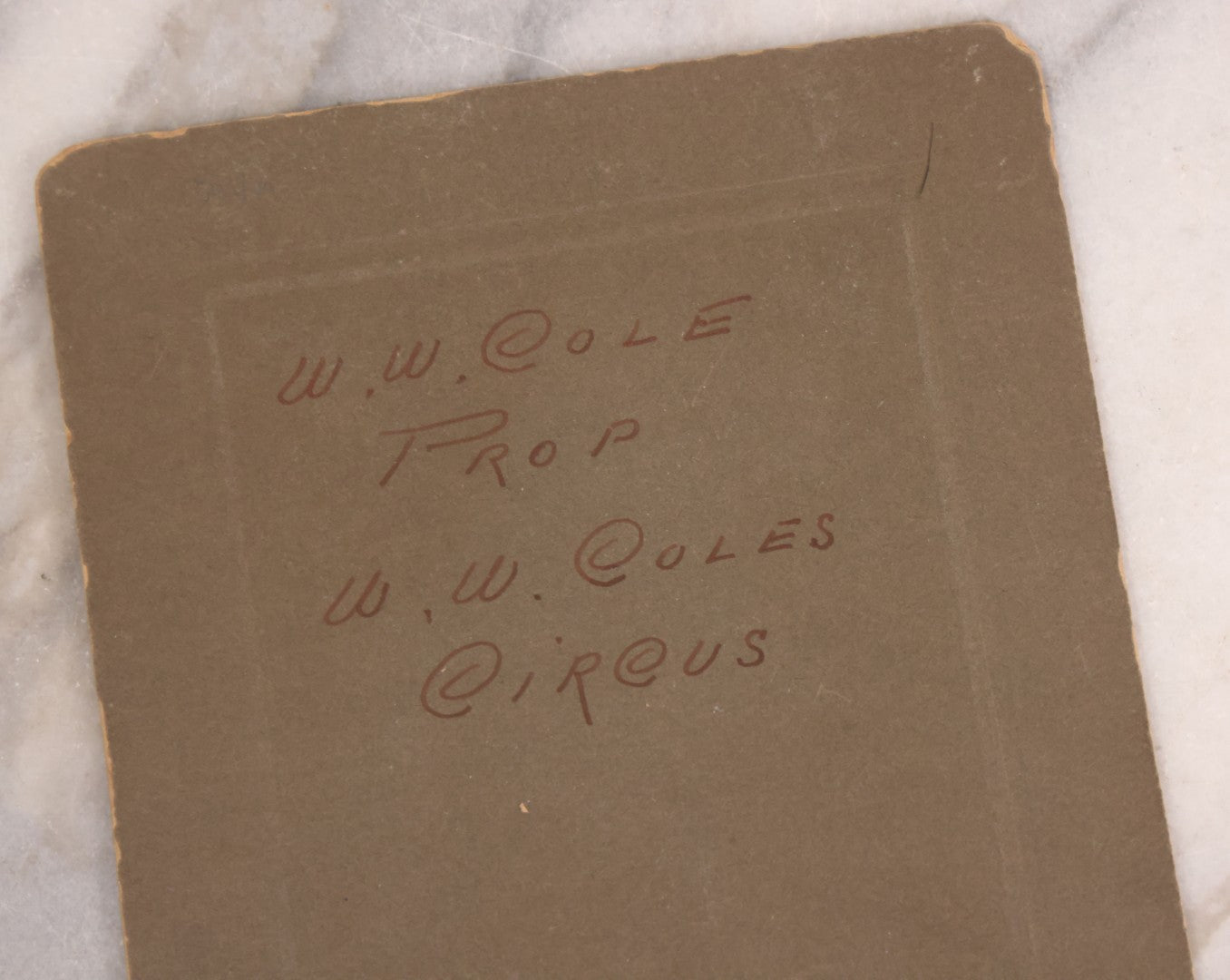 Lot 178 - Antique Board-Mounted Photograph Of William Washington Cole, Part Owner Of Barnum & Bailey Circus And Cole Bros Circus, Photographed By Emory, Omaha, Nebraska, Identified By Period Handwritten Note On Verso In Ink