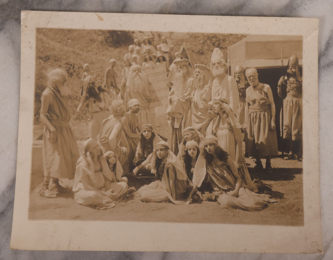 Lot 180 - Grouping Of Four Unmounted Antique Photographs Of Performers Including Biblical Play Scene, Two Dancers, And Performer With Horse