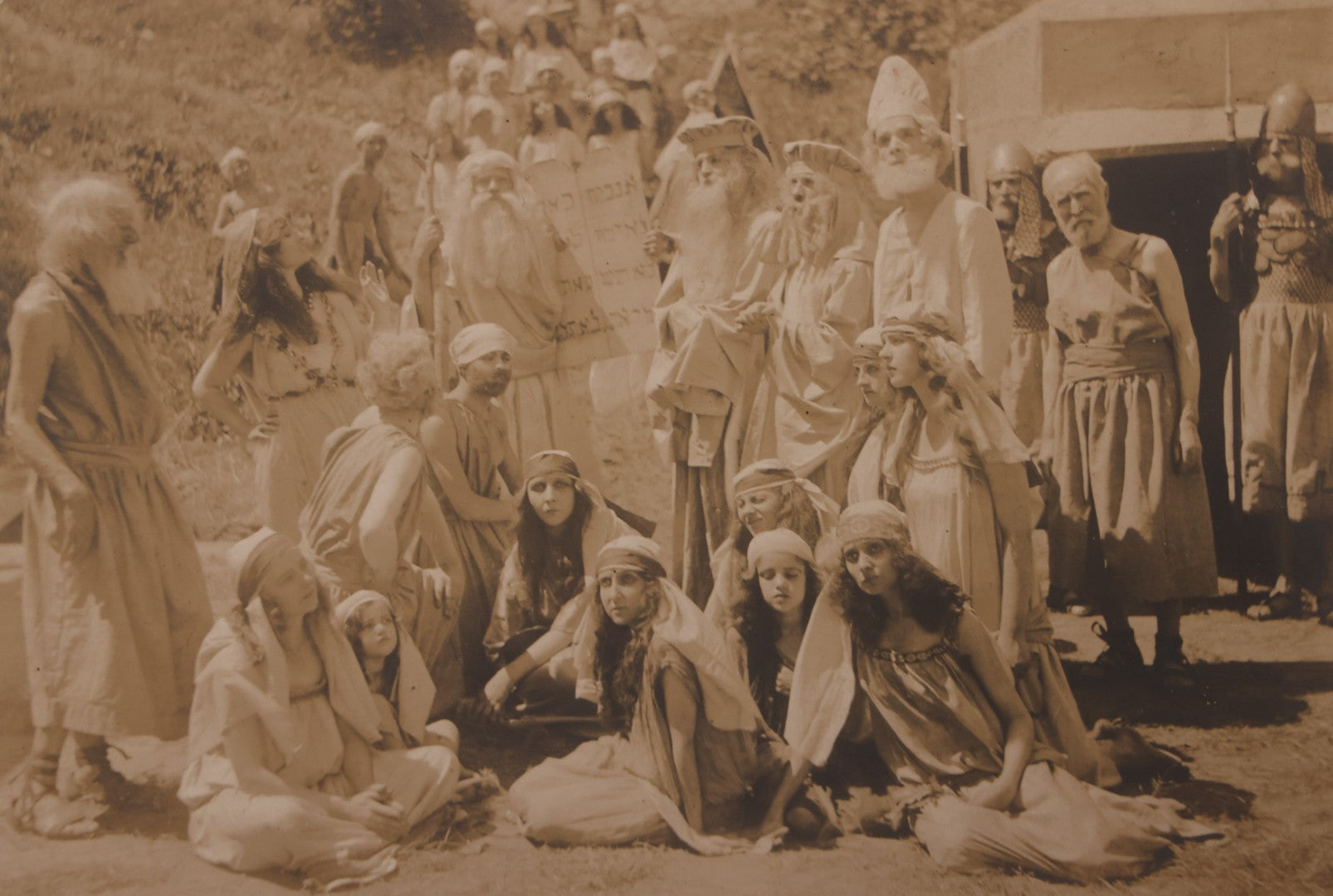 Lot 180 - Grouping Of Four Unmounted Antique Photographs Of Performers Including Biblical Play Scene, Two Dancers, And Performer With Horse