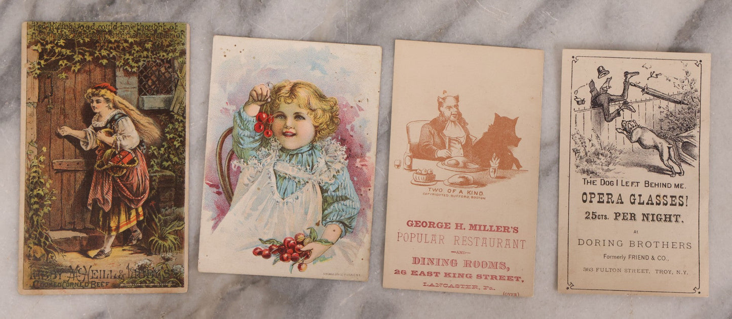 Lot 188 - Grouping Of 100+ Mixed Antique Lithograph Trade Card Advertisements Including Many From Jordan Marsh & Co., Instruments, Food, Clothing, Medicine, And More