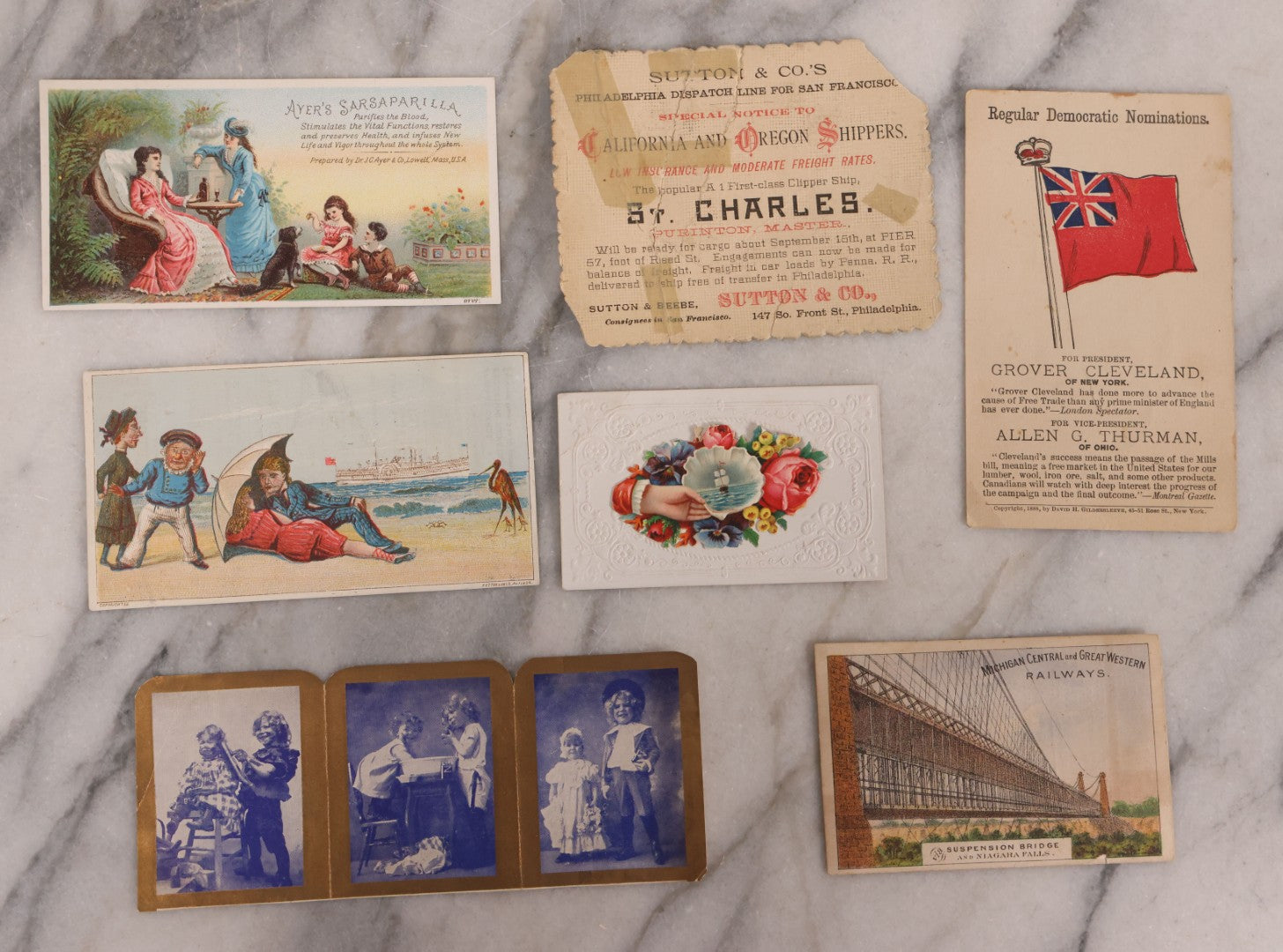 Lot 188 - Grouping Of 100+ Mixed Antique Lithograph Trade Card Advertisements Including Many From Jordan Marsh & Co., Instruments, Food, Clothing, Medicine, And More