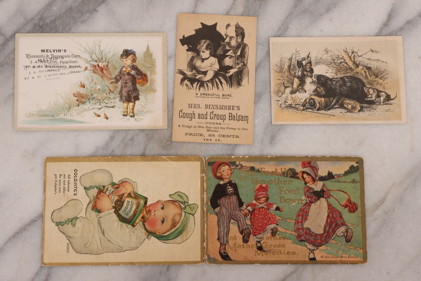Lot 188 - Grouping Of 100+ Mixed Antique Lithograph Trade Card Advertisements Including Many From Jordan Marsh & Co., Instruments, Food, Clothing, Medicine, And More