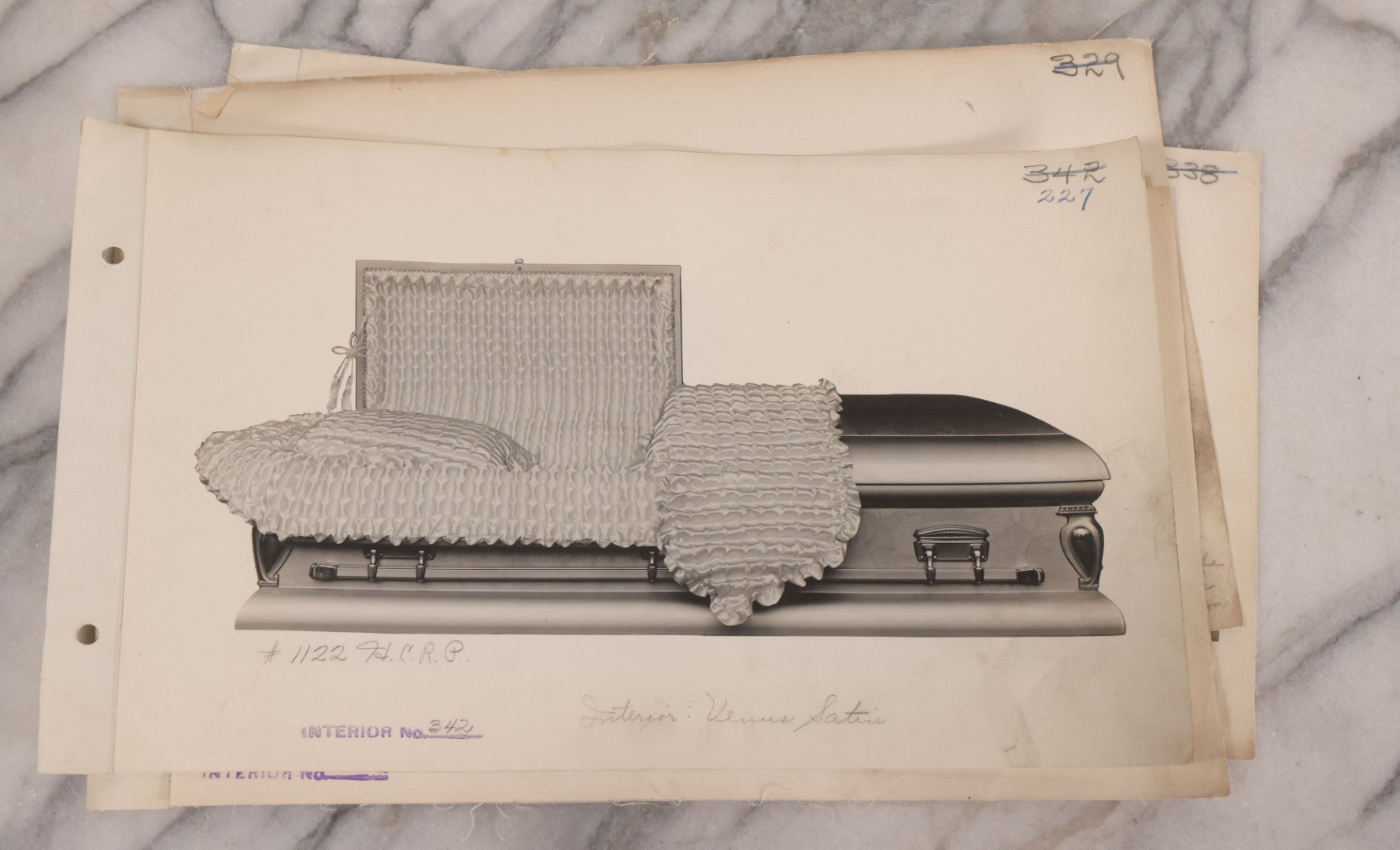 Lot 190 - Grouping Of Seven Vintage Linen Backed Casket Advertising Photograph Pamphlets Of Various Models