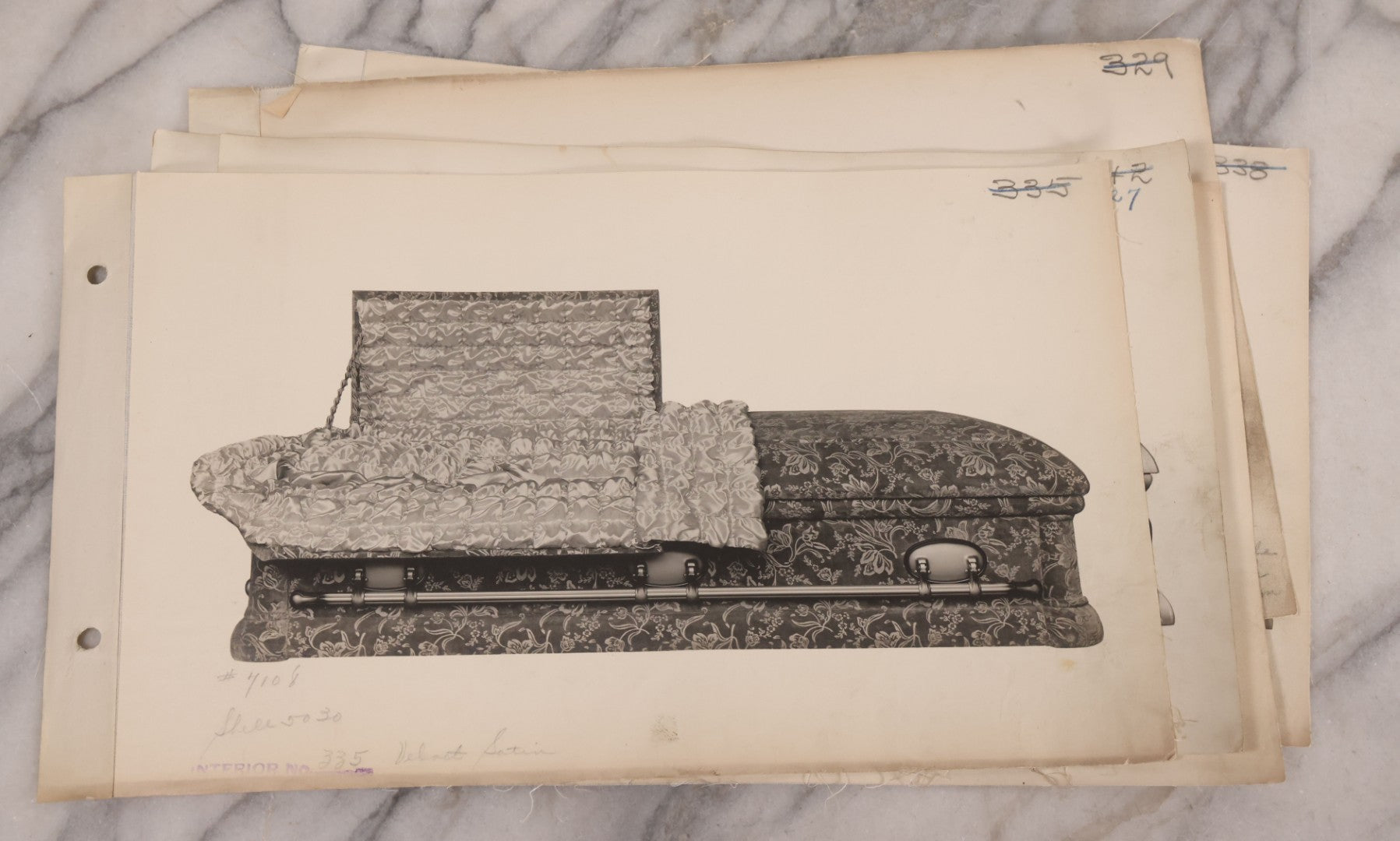 Lot 190 - Grouping Of Seven Vintage Linen Backed Casket Advertising Photograph Pamphlets Of Various Models