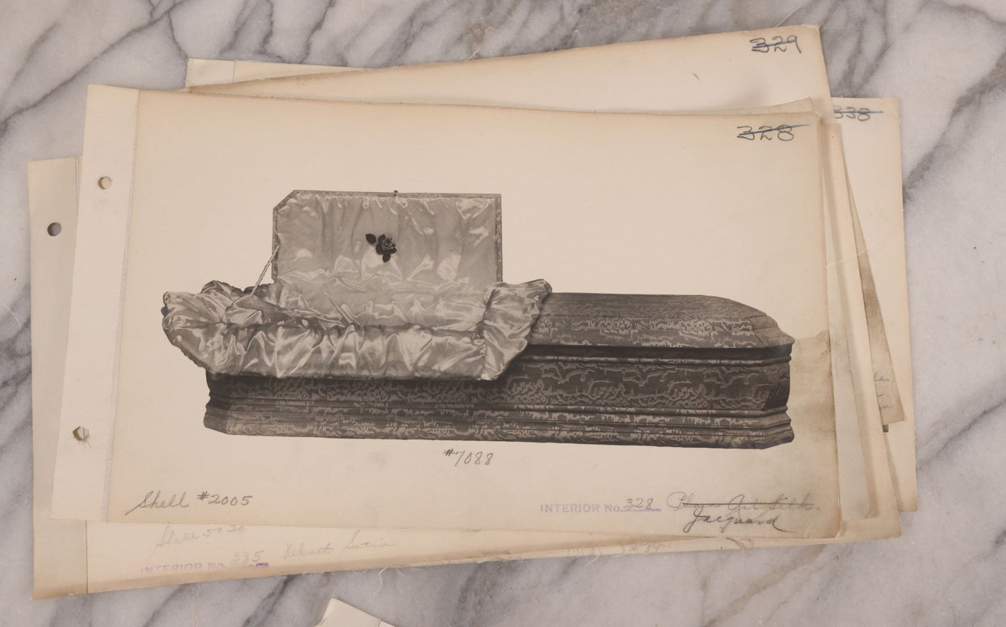 Lot 190 - Grouping Of Seven Vintage Linen Backed Casket Advertising Photograph Pamphlets Of Various Models