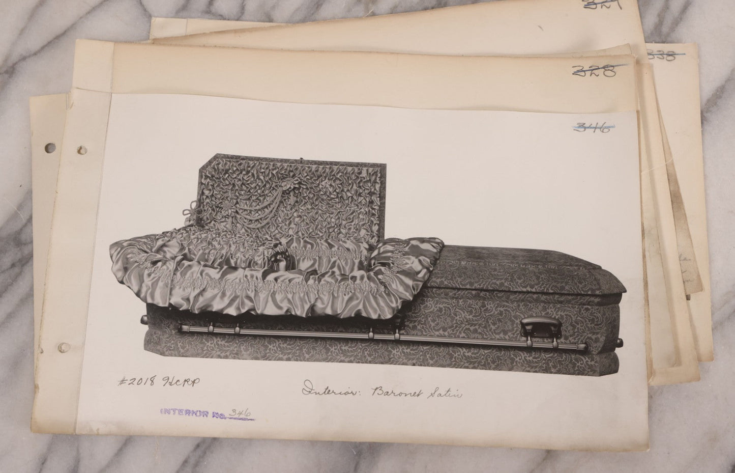 Lot 190 - Grouping Of Seven Vintage Linen Backed Casket Advertising Photograph Pamphlets Of Various Models