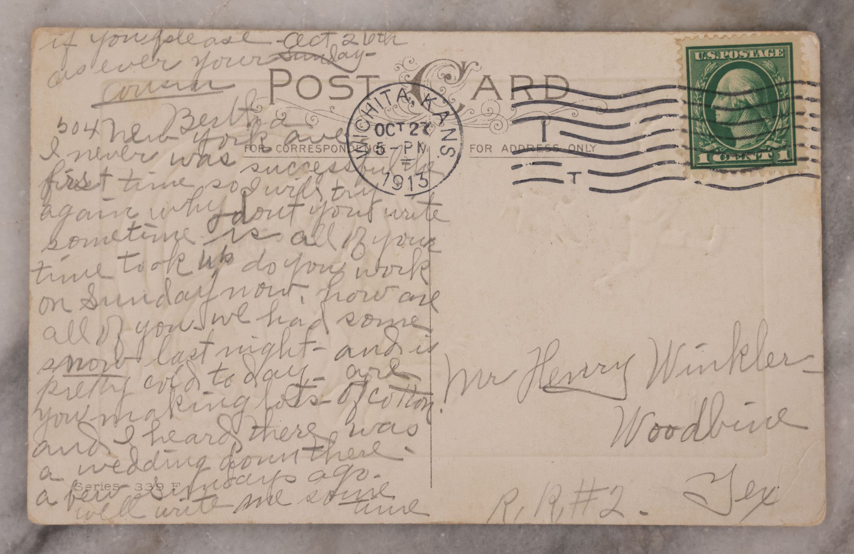 Lot 191 - Pair Of Halloween Ephemera Items Including Antique Halloween Postcard Postmarked 1913 And Vintage Matchbook Cover With Witch Pinup Woman Advertising Lampley's Grill & Service Center, Nashville And Goodlettsville, Tennessee