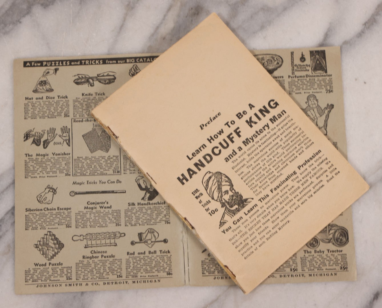 Lot 193 - Vintage "Learn How To Be A Handcuff King And Mystery Man" Magic Booklet Published By Johnson Smith & Company, Detroit, Michigan, Circa 1930