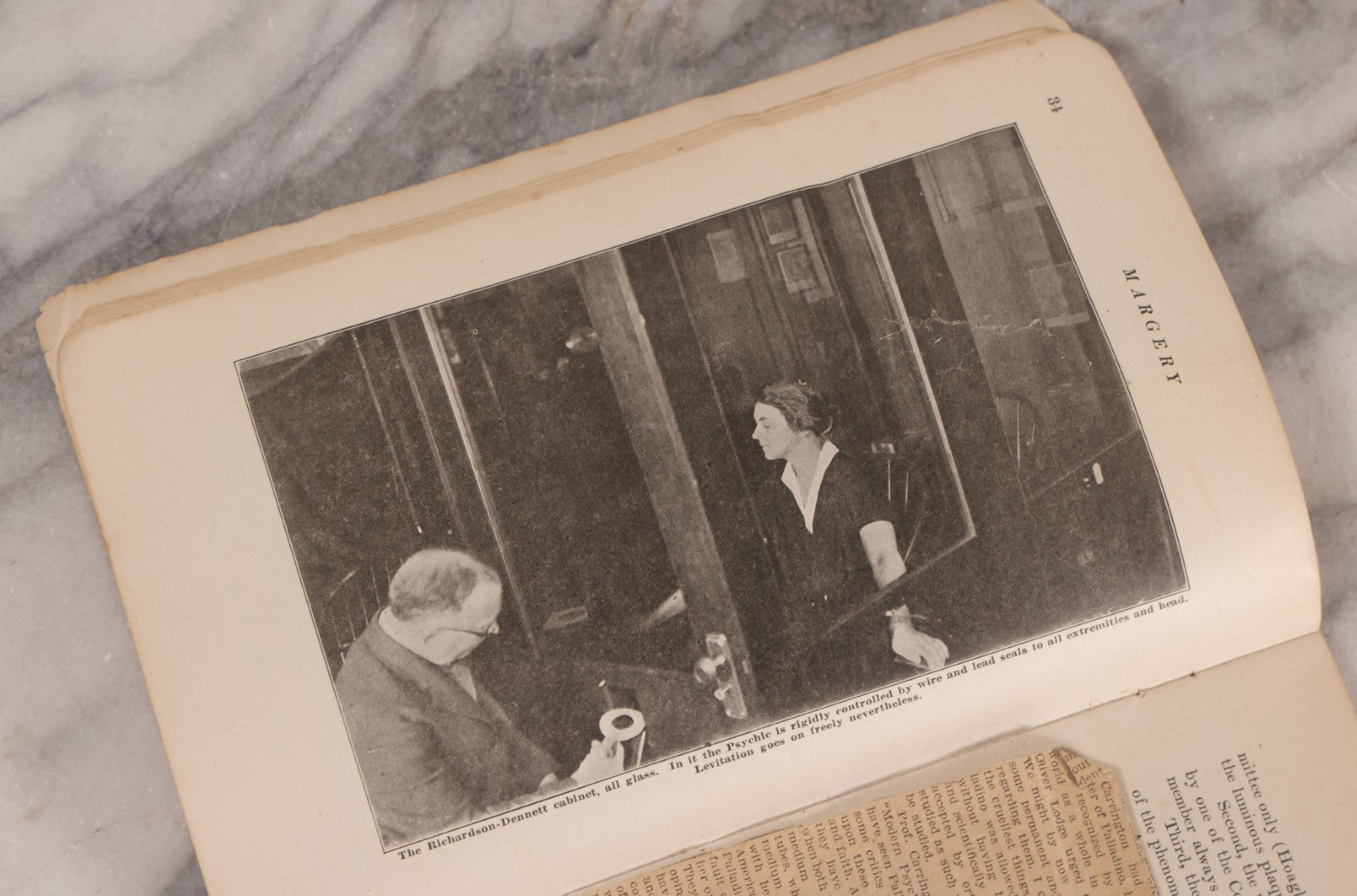 Lot 198 - Vintage "Margery Harvard Veritas A Study In Psychics" Book By Mark W. Richardson, Charles S. Hill, Alfred W. Martin, S. Ralph Harlow, Others, Published By Blanchard Printing Co., Boston, 1925, Signed By Charles S. Hill