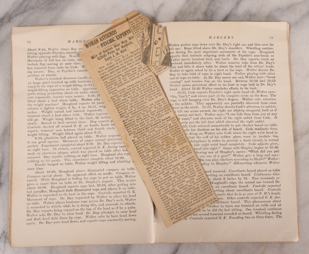 Lot 198 - Vintage "Margery Harvard Veritas A Study In Psychics" Book By Mark W. Richardson, Charles S. Hill, Alfred W. Martin, S. Ralph Harlow, Others, Published By Blanchard Printing Co., Boston, 1925, Signed By Charles S. Hill