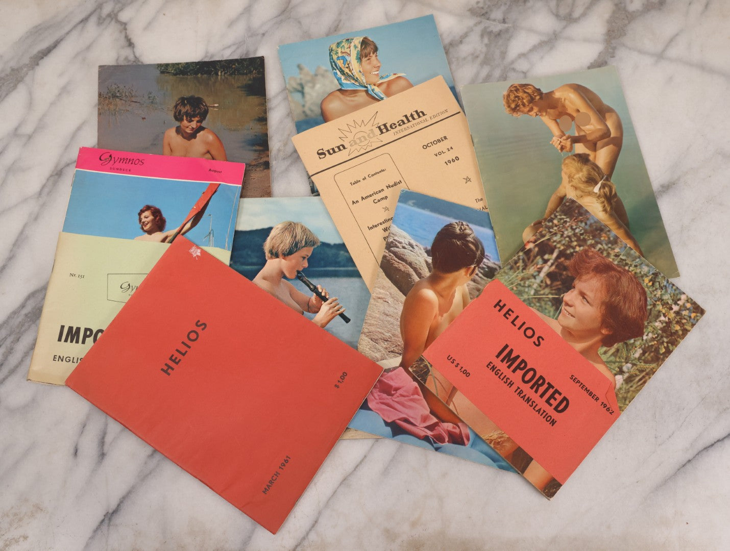 Lot 200 - Grouping Of Nine Vintage 1960s Imported European Nudist Lifestyle Publications Including Helios And Sun And Health Magazines