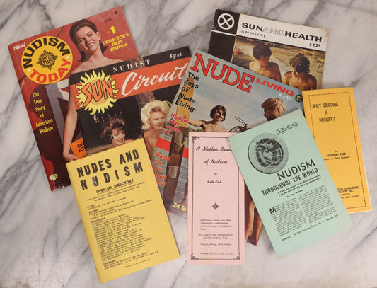 Lot 201 - Grouping Of Eight Vintage Nudist Lifestyle Publications And Pamphlets Including Nudism Today, Sun Circuit, Nude Living, Sun And Health Annual, And More