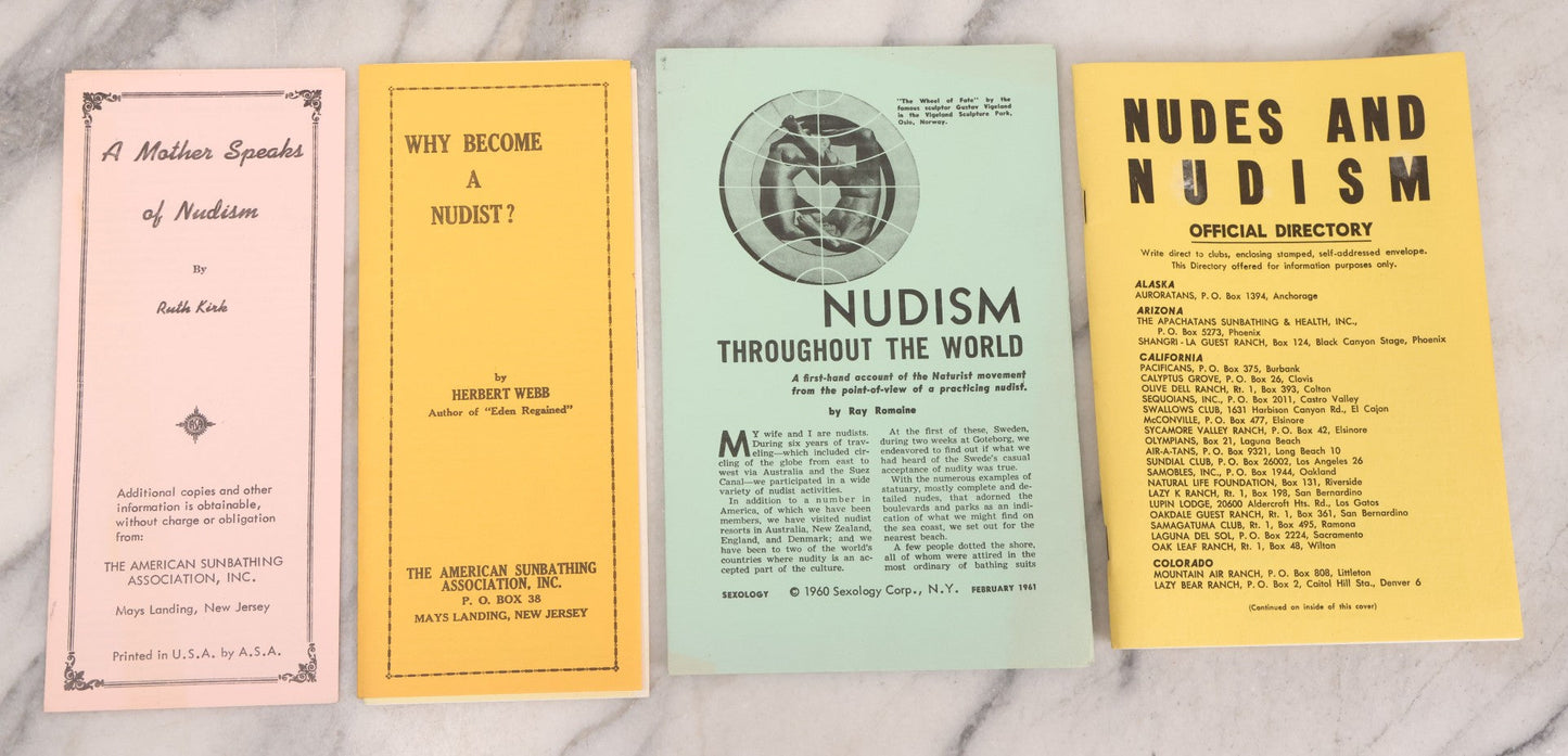 Lot 201 - Grouping Of Eight Vintage Nudist Lifestyle Publications And Pamphlets Including Nudism Today, Sun Circuit, Nude Living, Sun And Health Annual, And More