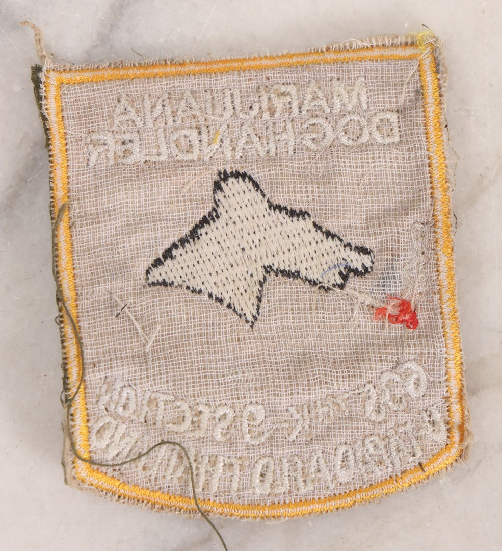 Lot 205 - Grouping Of Six Vintage Vietnam Era Marijuana Doghandler United States Air Force 635th K-9 Section, Thailand Embroidered Patches With Silhouette Of Dog Smoking Joint