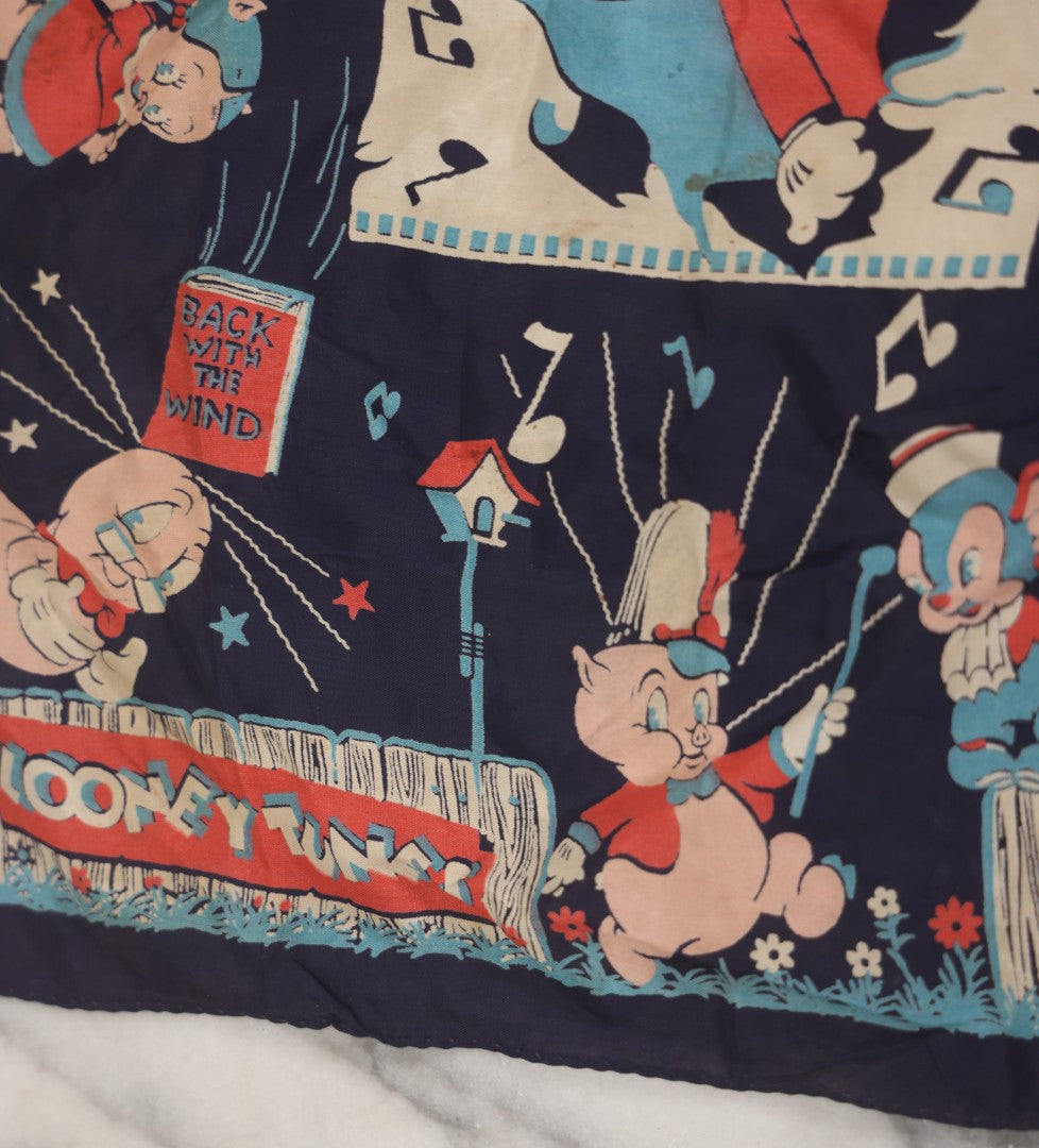 Lot 207 - Vintage Looney Tunes Porky Pig Fabric Bandana, Note Has Small Holes And Stains