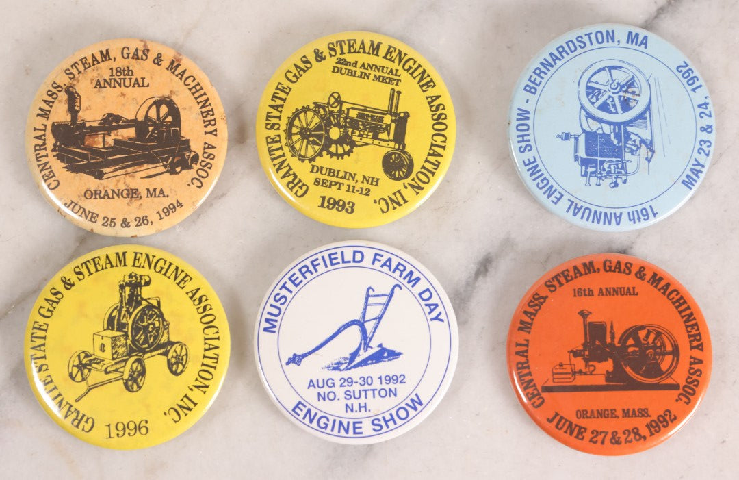 Lot 208 - Grouping Of 33 Vintage Pinback Buttons From New Hampshire And Massachusetts Gas Engine And Farm Shows