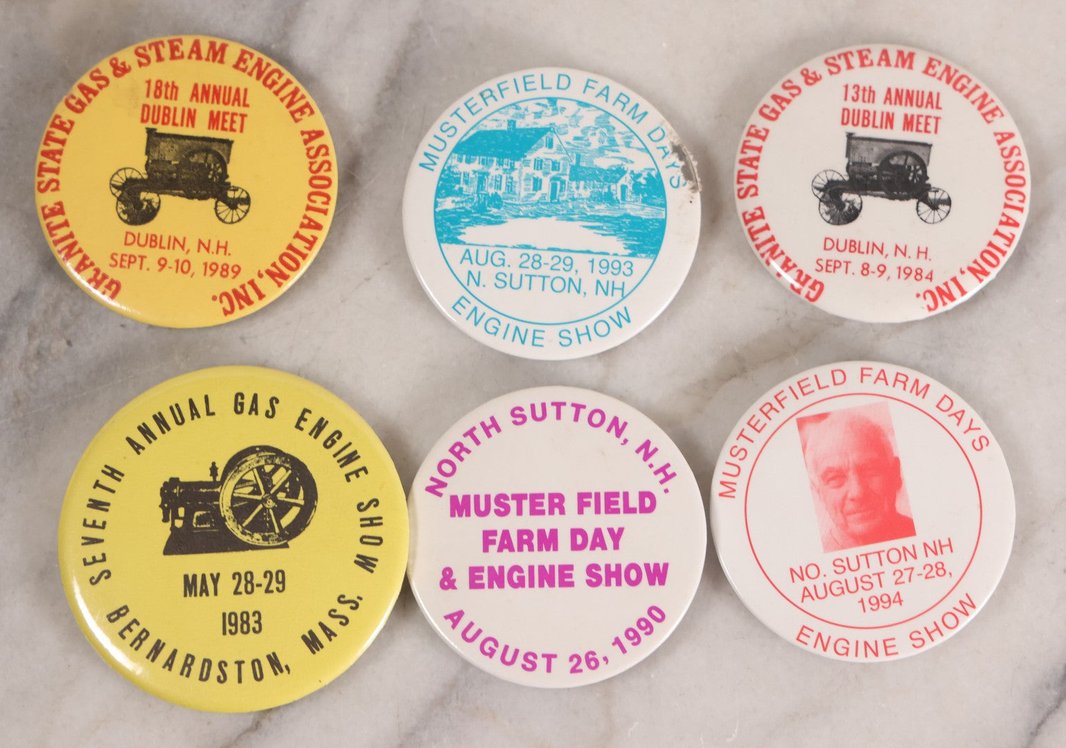 Lot 208 - Grouping Of 33 Vintage Pinback Buttons From New Hampshire And Massachusetts Gas Engine And Farm Shows