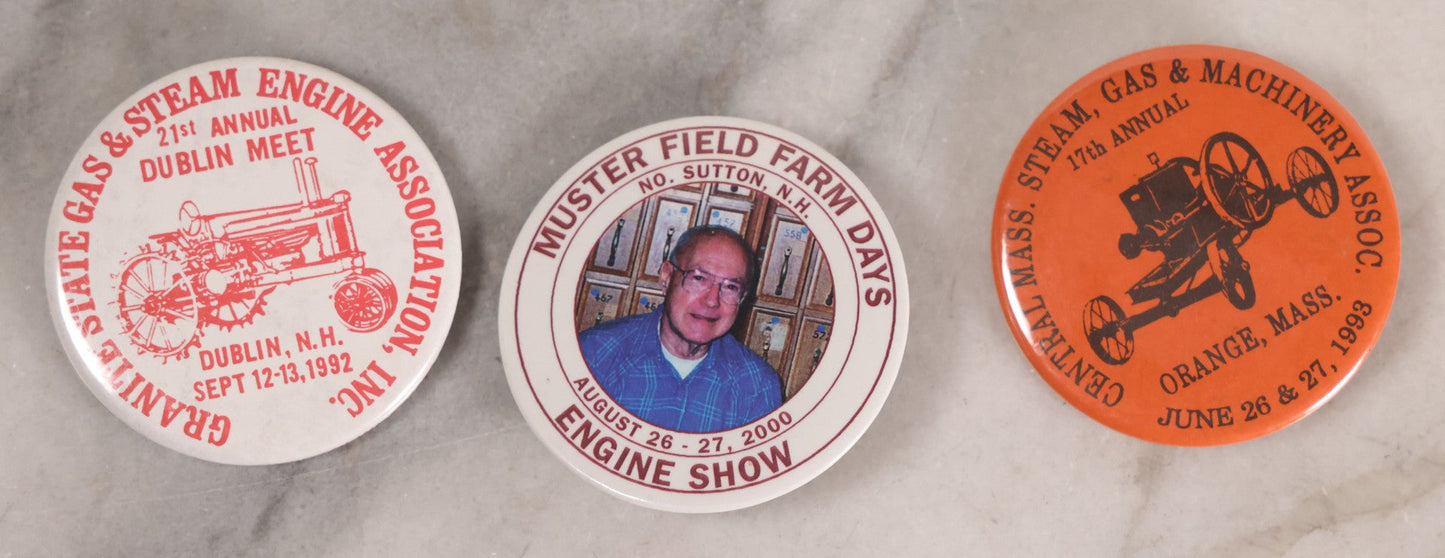 Lot 208 - Grouping Of 33 Vintage Pinback Buttons From New Hampshire And Massachusetts Gas Engine And Farm Shows