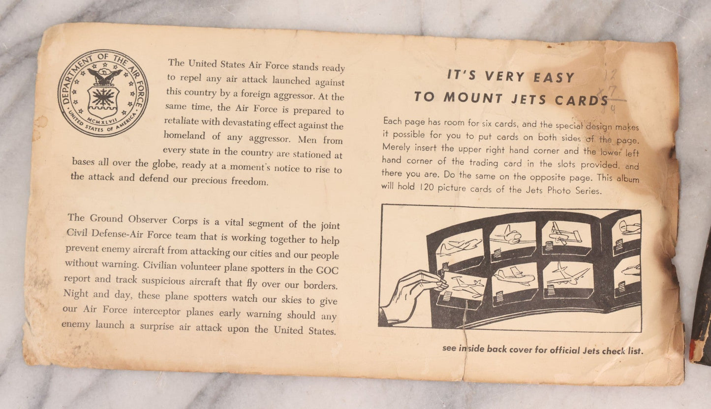 Lot 218 - Vintage Jets Photo Album For The Department Of The Air Force By Trading Card Guild, Circa 1950s With Mounted Trading Cards