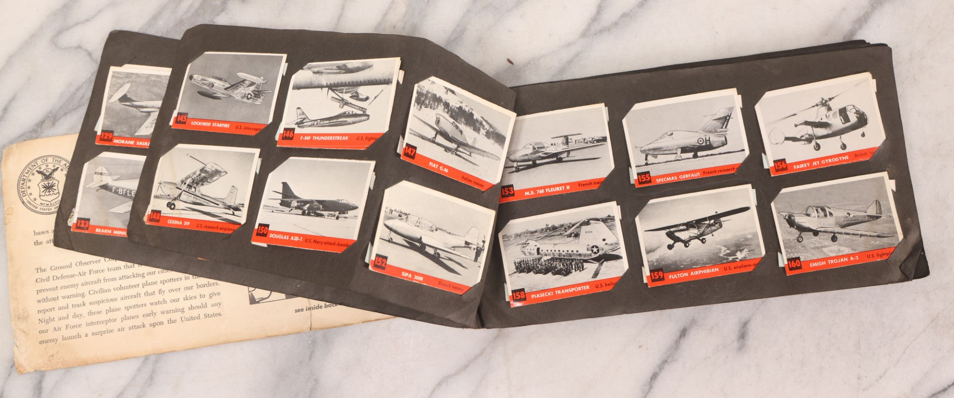 Lot 218 - Vintage Jets Photo Album For The Department Of The Air Force By Trading Card Guild, Circa 1950s With Mounted Trading Cards