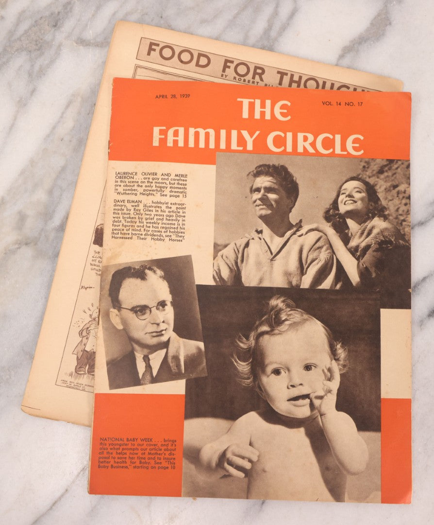 Lot 220 - Grouping Of Six Vintage Family Circle Magazines From 1930s Featuring Hollywood Stars And Period Advertisements, Popeye Cover, National Baby Week Cover