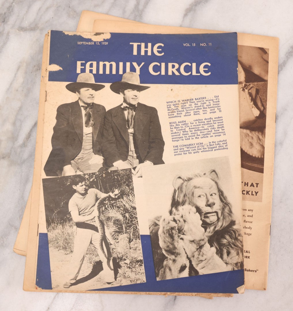 Lot 220 - Grouping Of Six Vintage Family Circle Magazines From 1930s Featuring Hollywood Stars And Period Advertisements, Popeye Cover, National Baby Week Cover