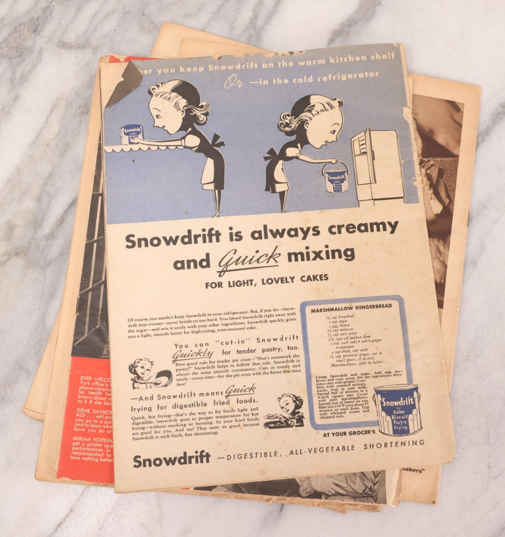 Lot 220 - Grouping Of Six Vintage Family Circle Magazines From 1930s Featuring Hollywood Stars And Period Advertisements, Popeye Cover, National Baby Week Cover