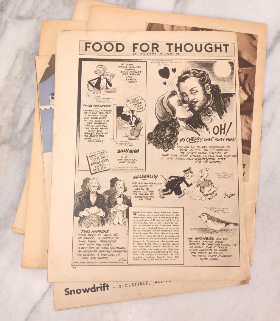 Lot 220 - Grouping Of Six Vintage Family Circle Magazines From 1930s Featuring Hollywood Stars And Period Advertisements, Popeye Cover, National Baby Week Cover