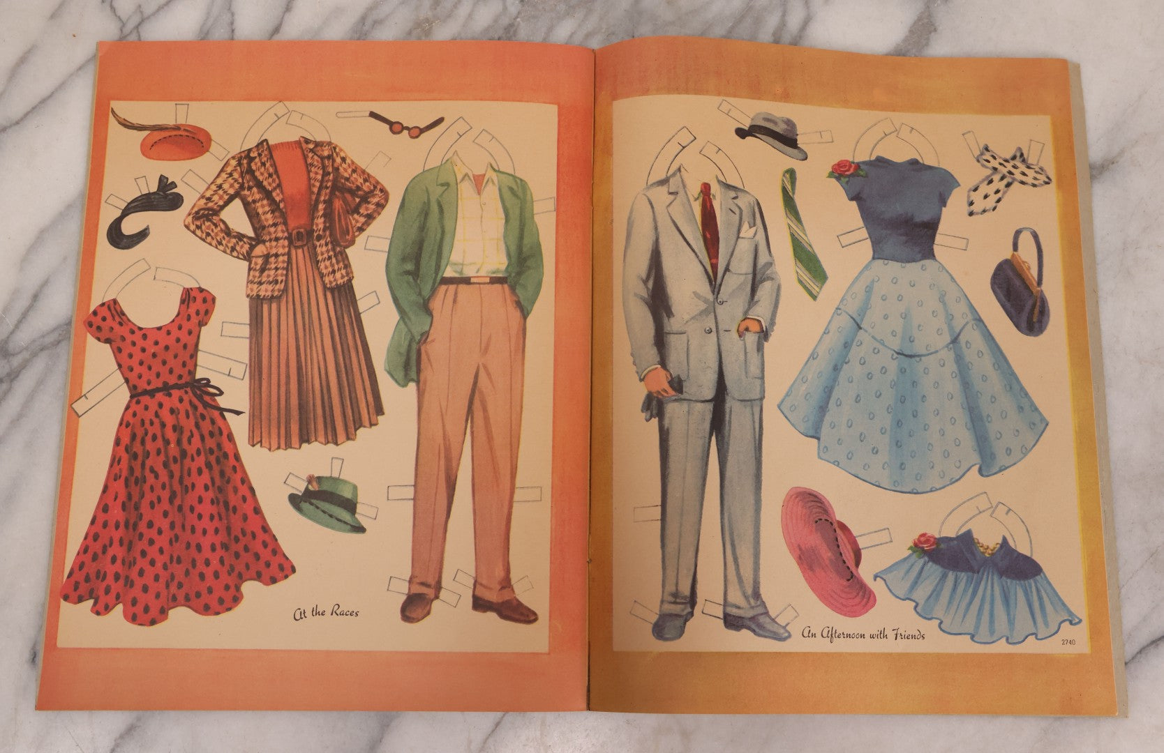 Lot 221 - Vintage "Girl Friend-Boy Friend" Paper Doll Book By Saalfield, Circa 1950s Chromolithographed Fashions Including Party Time, Football Game, House Party, And Outdoor Fun