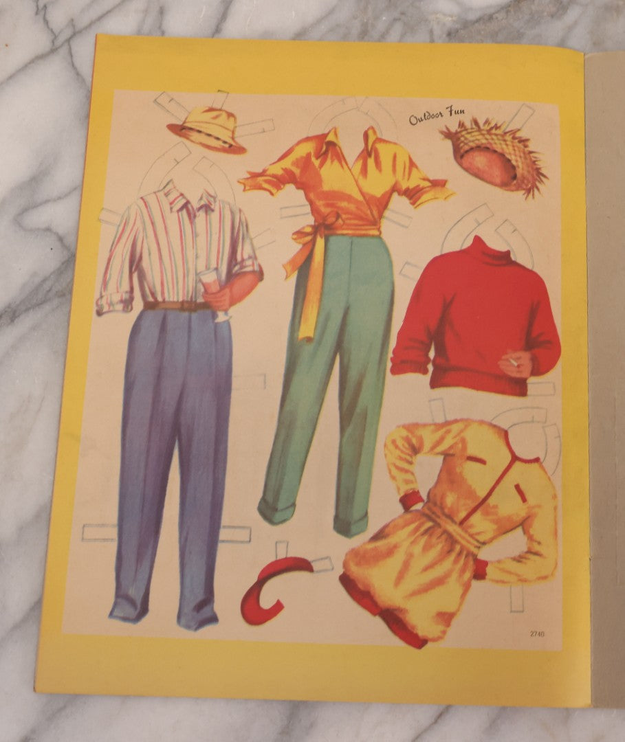 Lot 221 - Vintage "Girl Friend-Boy Friend" Paper Doll Book By Saalfield, Circa 1950s Chromolithographed Fashions Including Party Time, Football Game, House Party, And Outdoor Fun