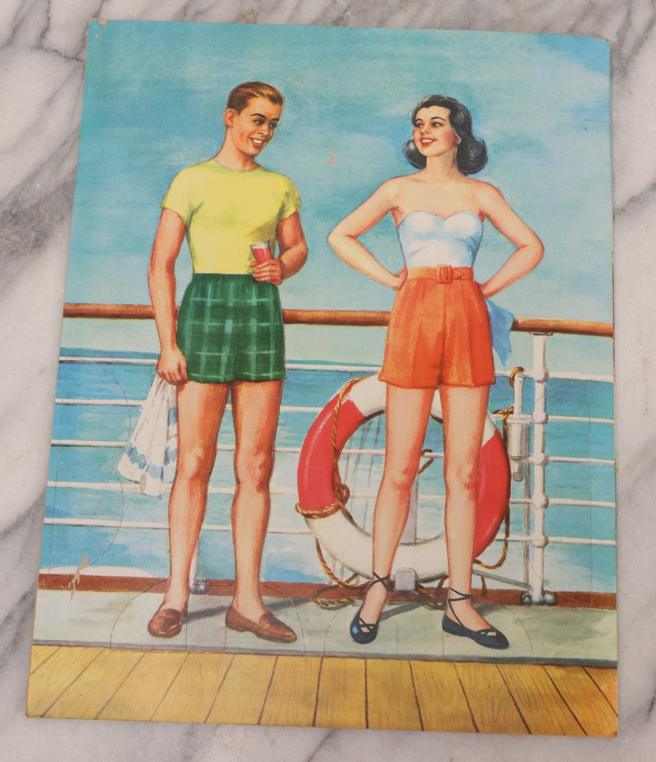 Lot 221 - Vintage "Girl Friend-Boy Friend" Paper Doll Book By Saalfield, Circa 1950s Chromolithographed Fashions Including Party Time, Football Game, House Party, And Outdoor Fun