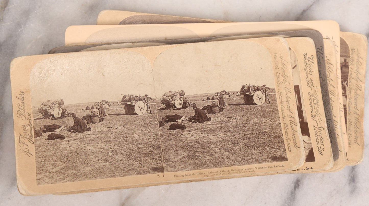 Lot 223 - Grouping Of 17 Antique Photographic Stereo Cards Including International Scenes From Turkey, Russia, Greece, And Domestic Travel Scenes From California And Yellowstone