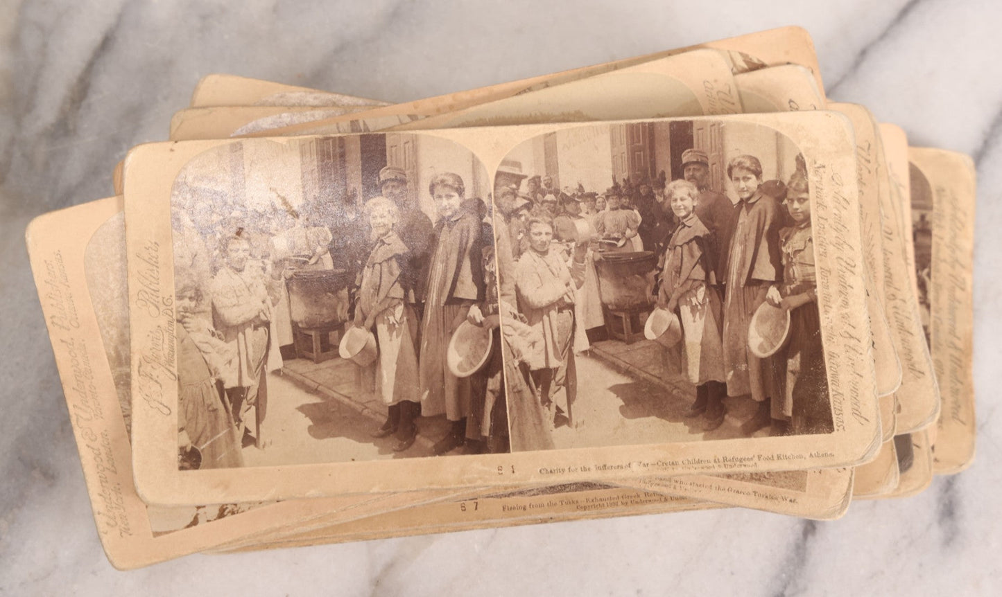 Lot 223 - Grouping Of 17 Antique Photographic Stereo Cards Including International Scenes From Turkey, Russia, Greece, And Domestic Travel Scenes From California And Yellowstone