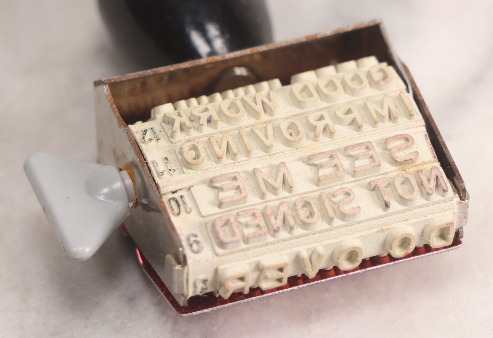 Lot 225 - Vintage Trodat 12-In-1 Teacher's Grading Stamp, "Poor Writing" To "Excellent Work," Made In Austria