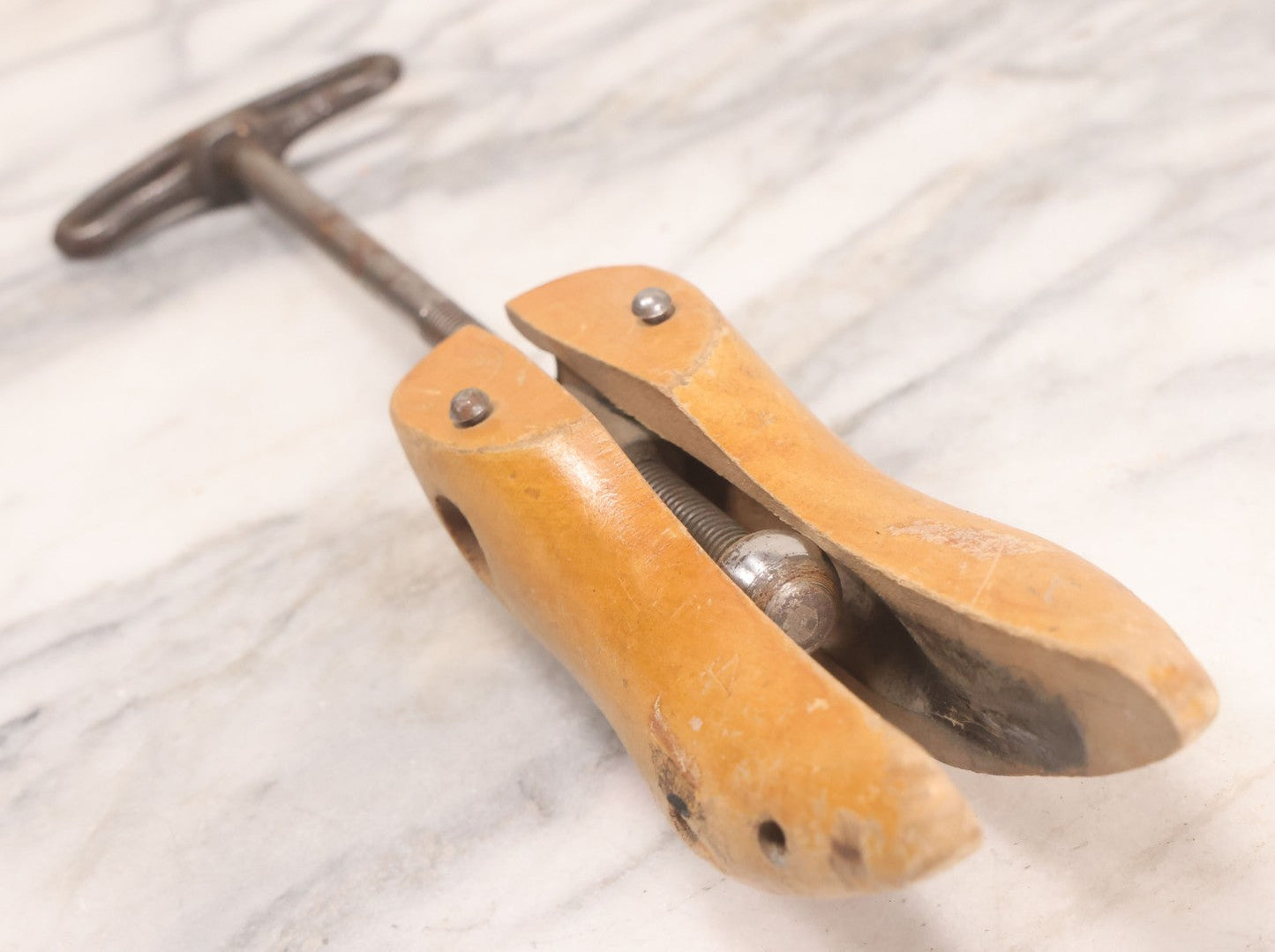 Lot 226 - Pair Of Vintage Wooden Shoe Stretchers With Adjustable Screw Mechanisms, 19-1/2" L And 13-1/4" L