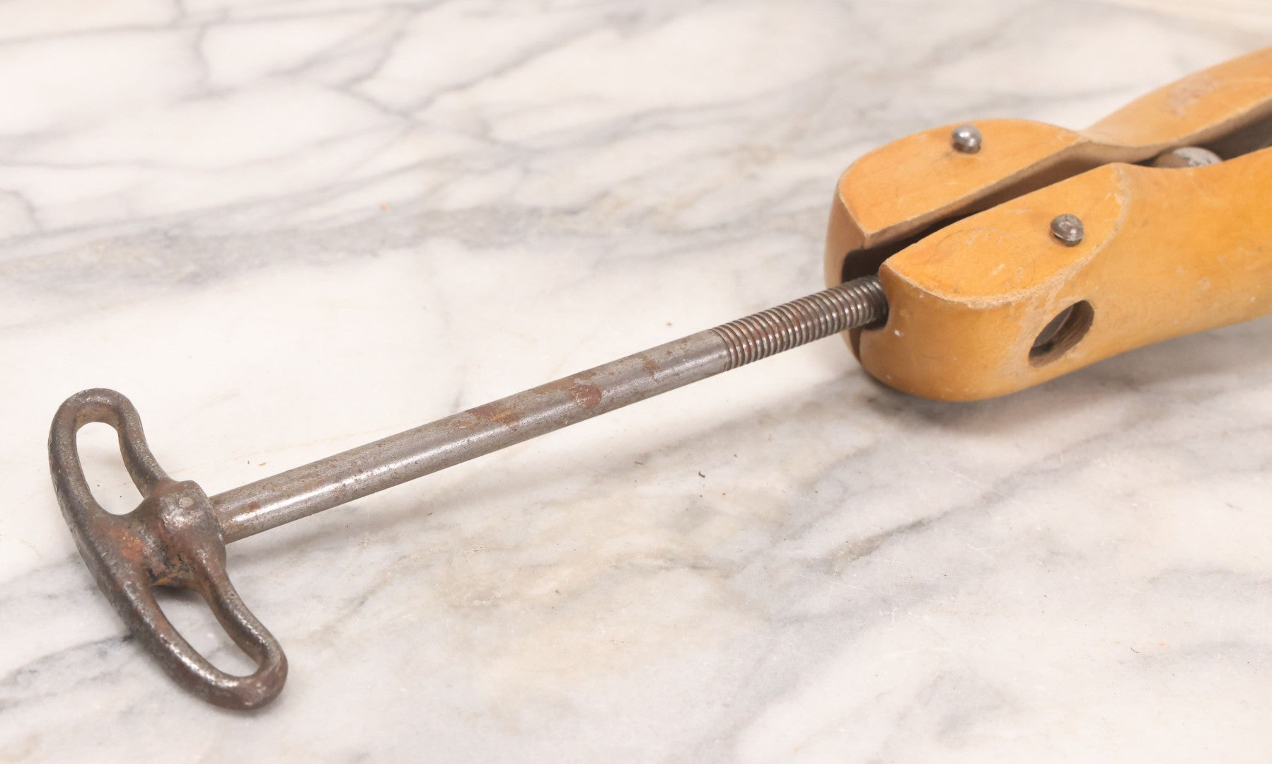 Lot 226 - Pair Of Vintage Wooden Shoe Stretchers With Adjustable Screw Mechanisms, 19-1/2" L And 13-1/4" L