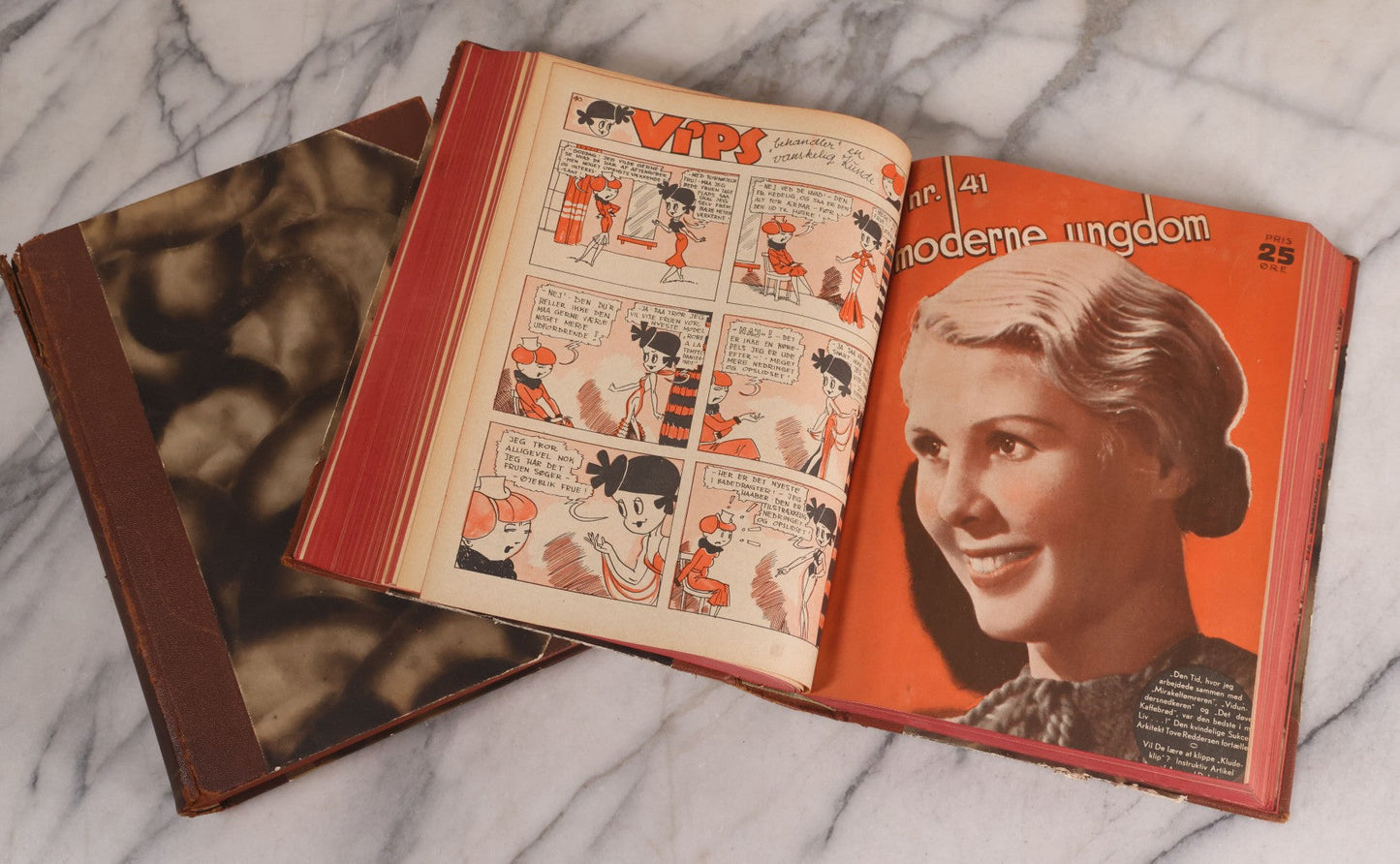 Lot 227 - Pair Of Vintage Danish Magazines "Moderne Ungdom" ("Modern Youth") Hardcover Compendium Volumes For 1936 And 1937